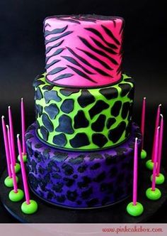 Neon Animal Print Cake Neon Animal Print Cake