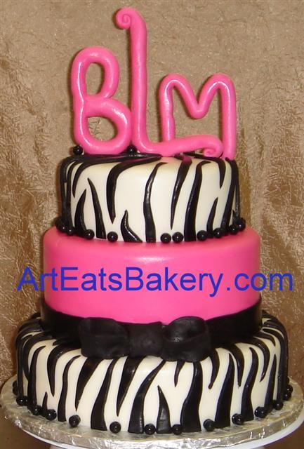 Pink and Black Zebra Print Birthday Cake Pink and Black Zebra Print Birthday Cake