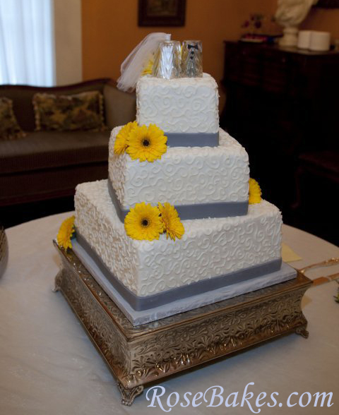 12 Grey Yellow White Wedding Cakes Photo , Yellow Gray
