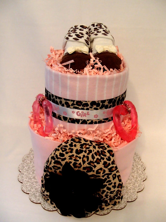 Animal Print Diaper Cake Girl Animal Print Diaper Cake Girl