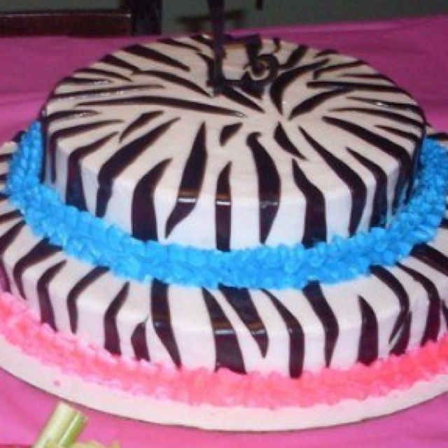 Blue and Pink Zebra Print Cakes Blue and Pink Zebra Print Cakes