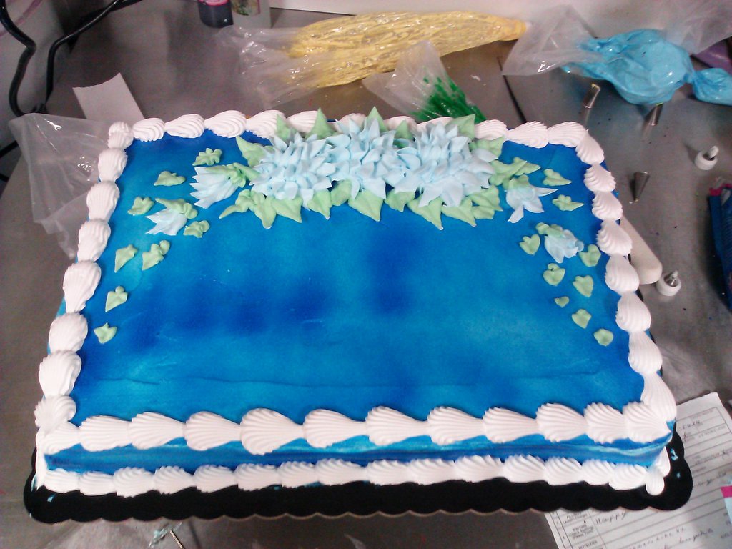 Blue and White Sheet Cake Blue and White Sheet Cake