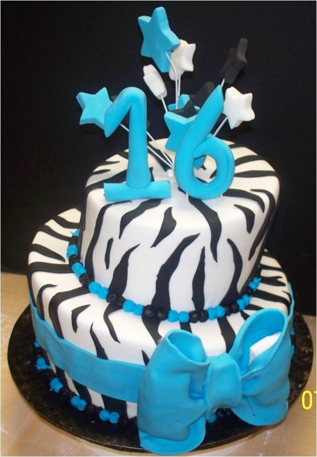 Blue Zebra Print Birthday Cake Blue Zebra Print Birthday Cake