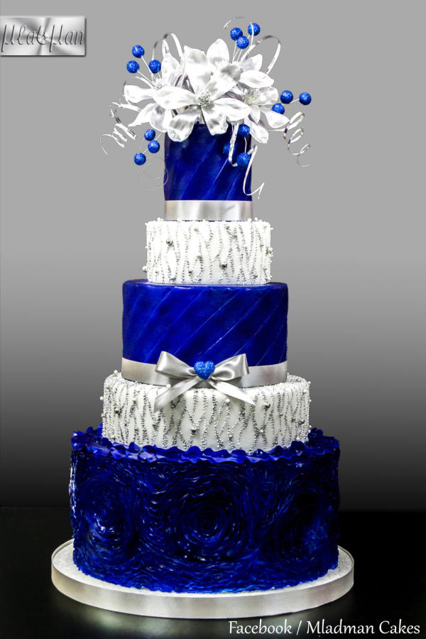 Royal Blue Silver Wedding Cake Royal Blue Silver Wedding Cake