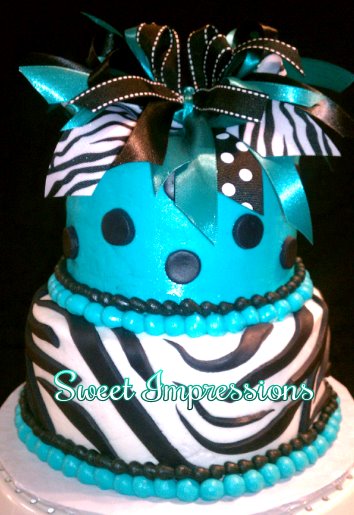 Teal and Black Zebra Birthday Cake Teal and Black Zebra Birthday Cake