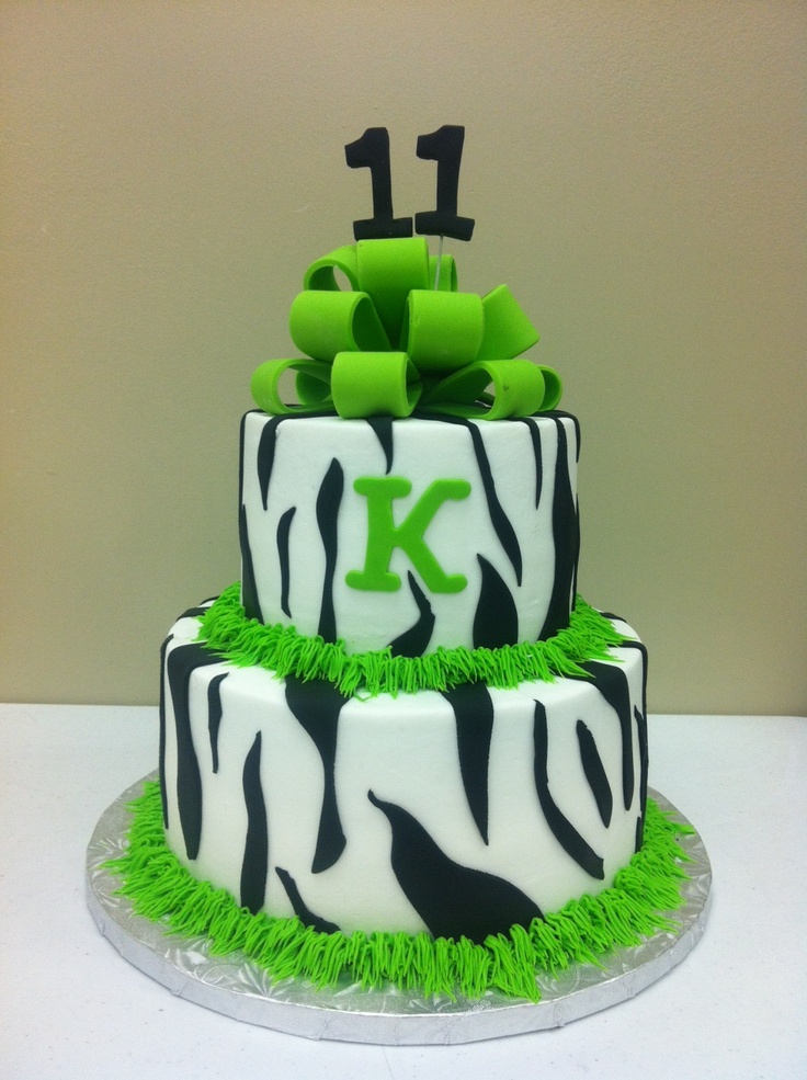Lime Green Zebra Print Birthday Cake Lime Green Zebra Print Birthday Cake
