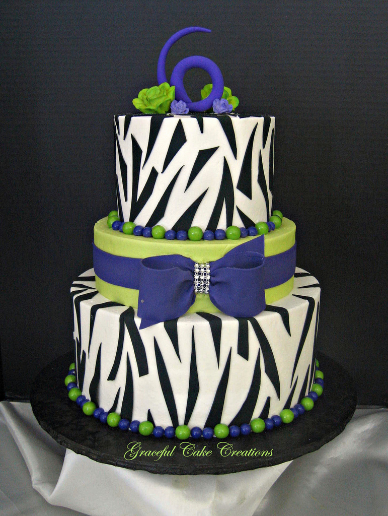 Purple and Zebra Print Birthday Cake Purple and Zebra Print Birthday Cake