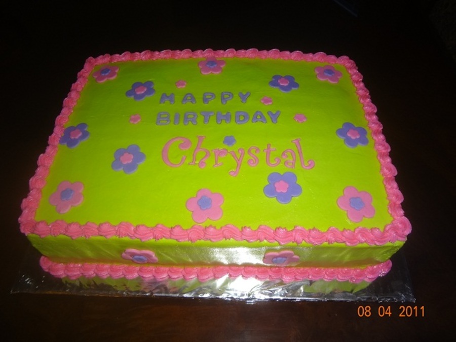 Pink and Lime Green Sheet Cakes Pink and Lime Green Sheet Cakes