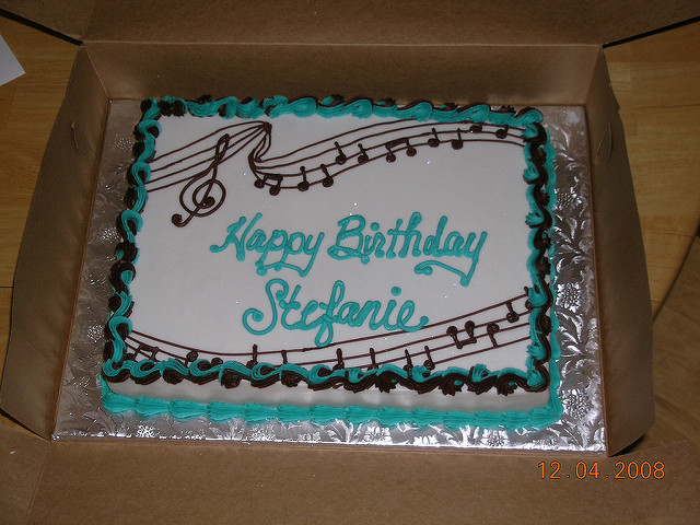 Happy Birthday Sheet Cake with Music Notes Happy Birthday Sheet Cake with Music Notes