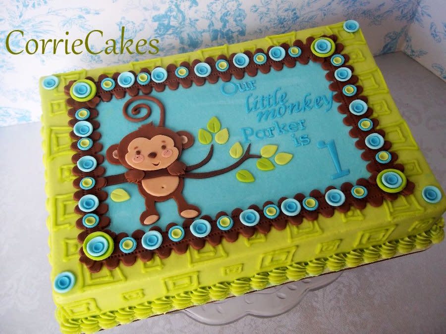 Monkey 1st Birthday Sheet Cake Monkey 1st Birthday Sheet Cake