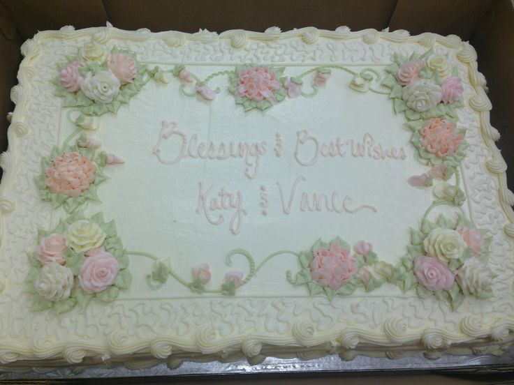 Pink and Yellow Sheet Cake with Roses Pink and Yellow Sheet Cake with Roses