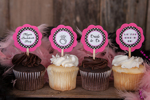 Pink Bridal Shower Cupcakes Toppers Pink Bridal Shower Cupcakes Toppers