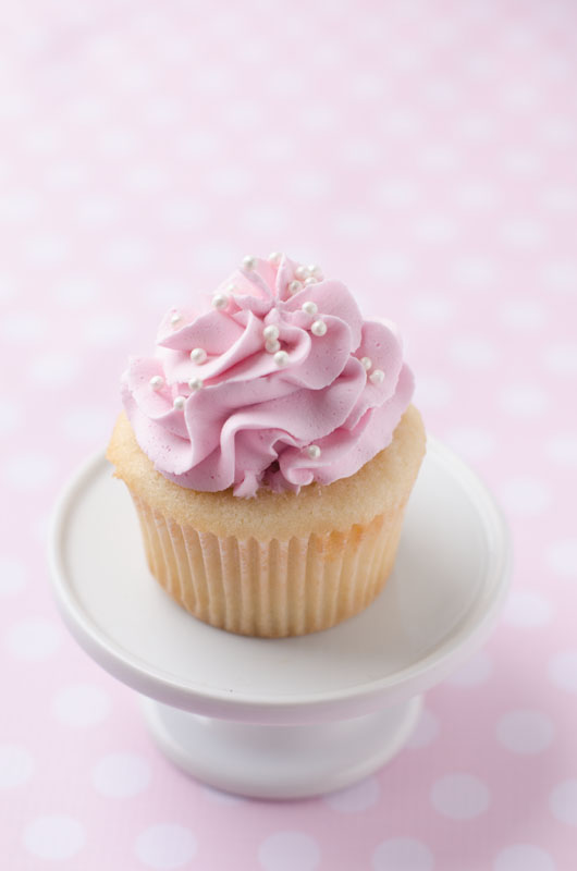 Pink Cupcake with Vanilla Frosting