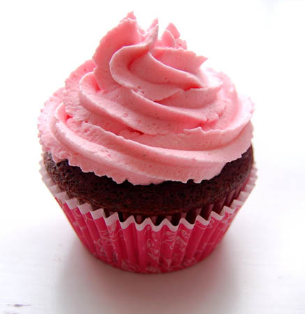 Red Velvet Cupcakes with Pink Frosting