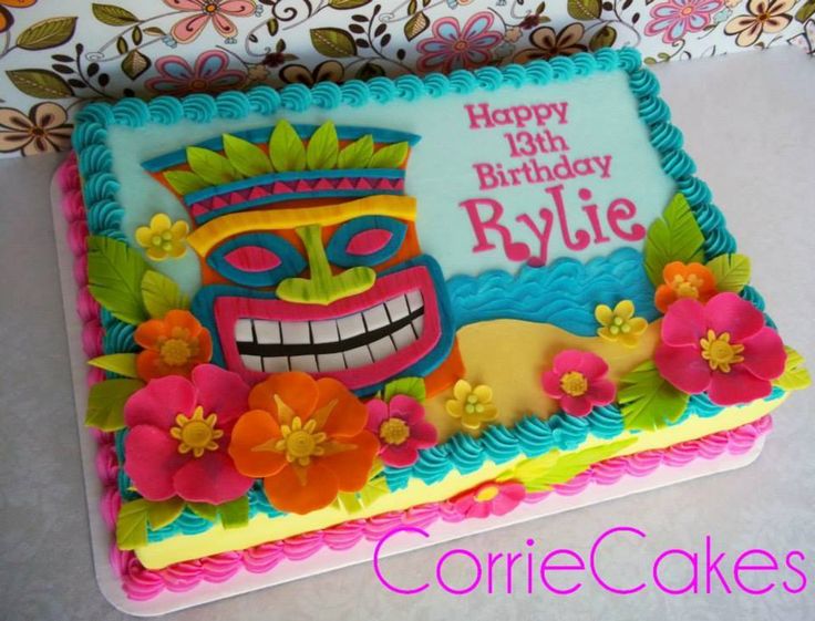 Luau Birthday Sheet Cake Luau Birthday Sheet Cake