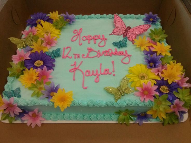 Sheet Cake with Flowers and Butterflies Sheet Cake with Flowers and Butterflies