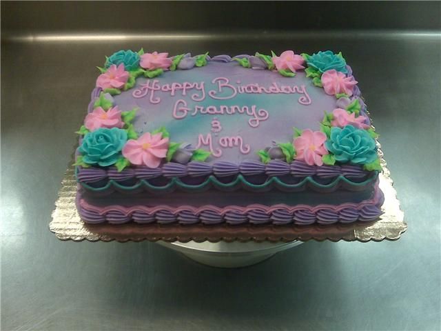 Birthday Sheet Cakes with Purple Flowers Birthday Sheet Cakes with Purple Flowers