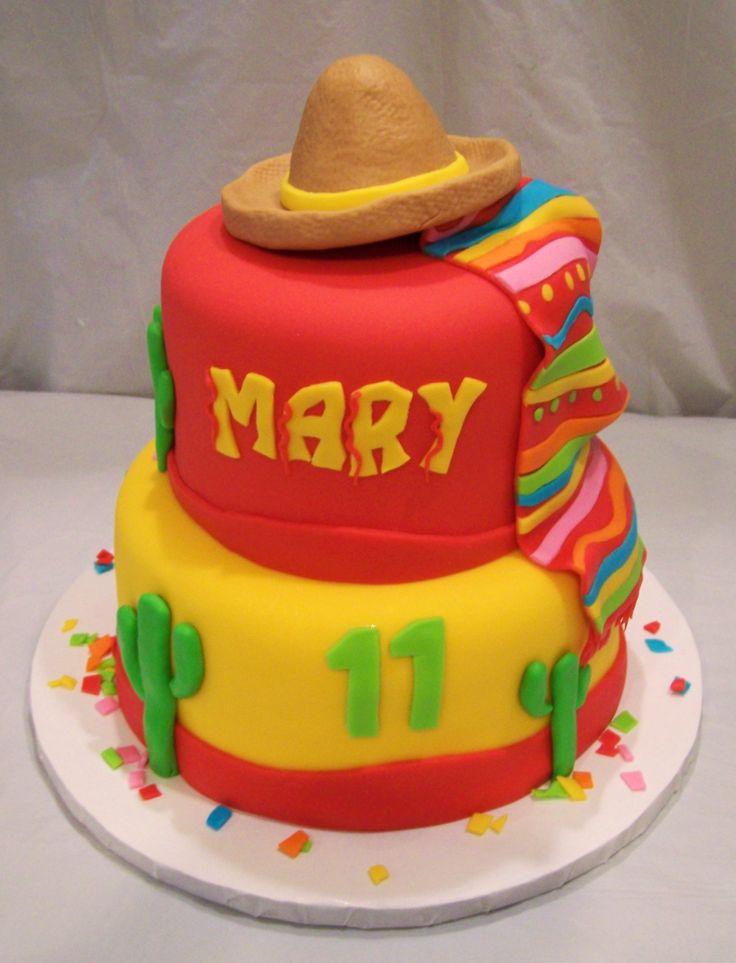 Fiesta Themed Birthday Cake Fiesta Themed Birthday Cake