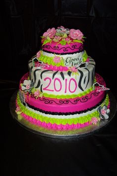 Hot Pink and Neon Green Zebra Cake Hot Pink and Neon Green Zebra Cake