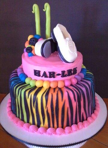 Neon Zebra Print Birthday Cake Neon Zebra Print Birthday Cake