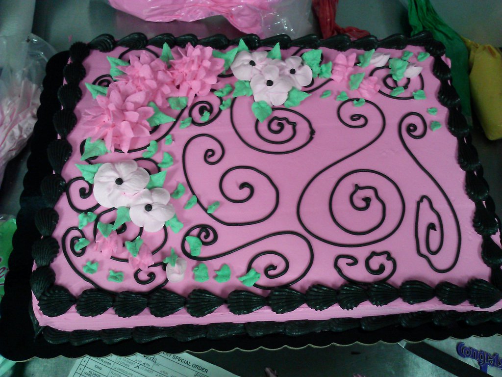 Pink and Black Birthday Sheet Cakes Pink and Black Birthday Sheet Cakes