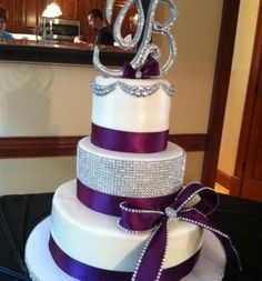 Purple and Silver Wedding Cake Bling Purple and Silver Wedding Cake Bling