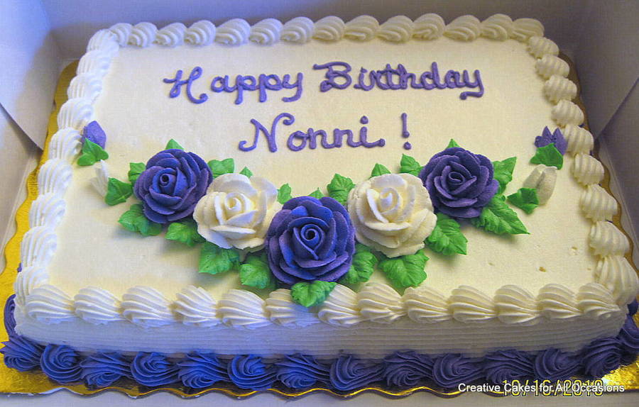 Purple and White Birthday Sheet Cakes Purple and White Birthday Sheet Cakes