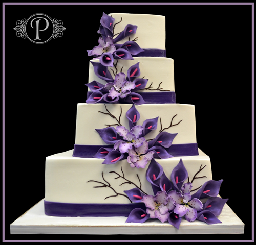 Purple Calla Lilies Wedding Cake Purple Calla Lilies Wedding Cake
