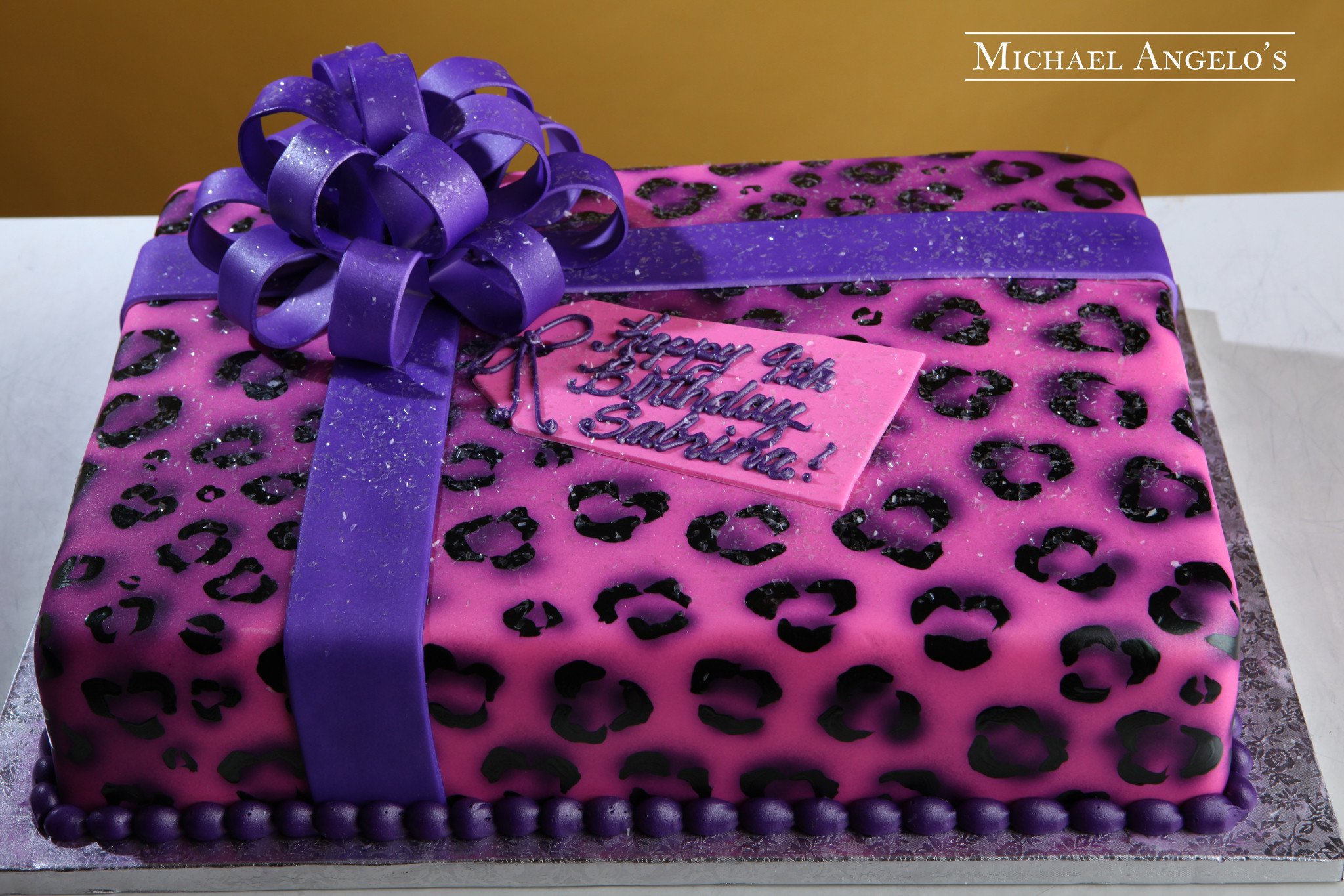 Purple Cheetah Print Birthday Sheet Cake Purple Cheetah Print Birthday Sheet Cake