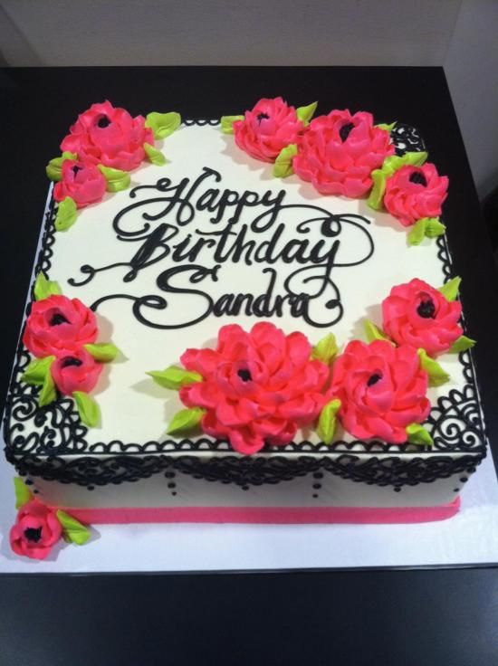 Birthday Sheet Cake with Flowers Birthday Sheet Cake with Flowers