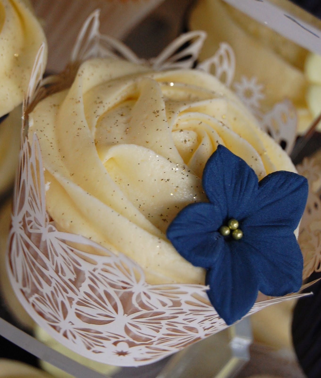 9 Photos of Navy And Yellow Bridal Shower Cupcakes