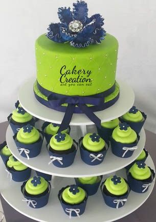 Navy Blue and Lime Green Wedding Cake Navy Blue and Lime Green Wedding Cake