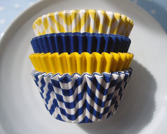 Navy Blue and Yellow Cupcake Liners Navy Blue and Yellow Cupcake Liners