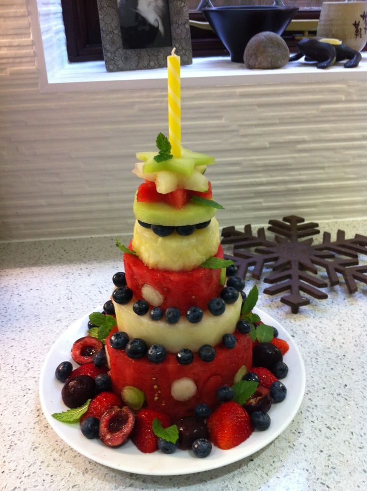 Fresh Fruit Birthday Cake Made Out Of