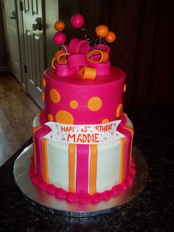 Orange and Pink Birthday Cake