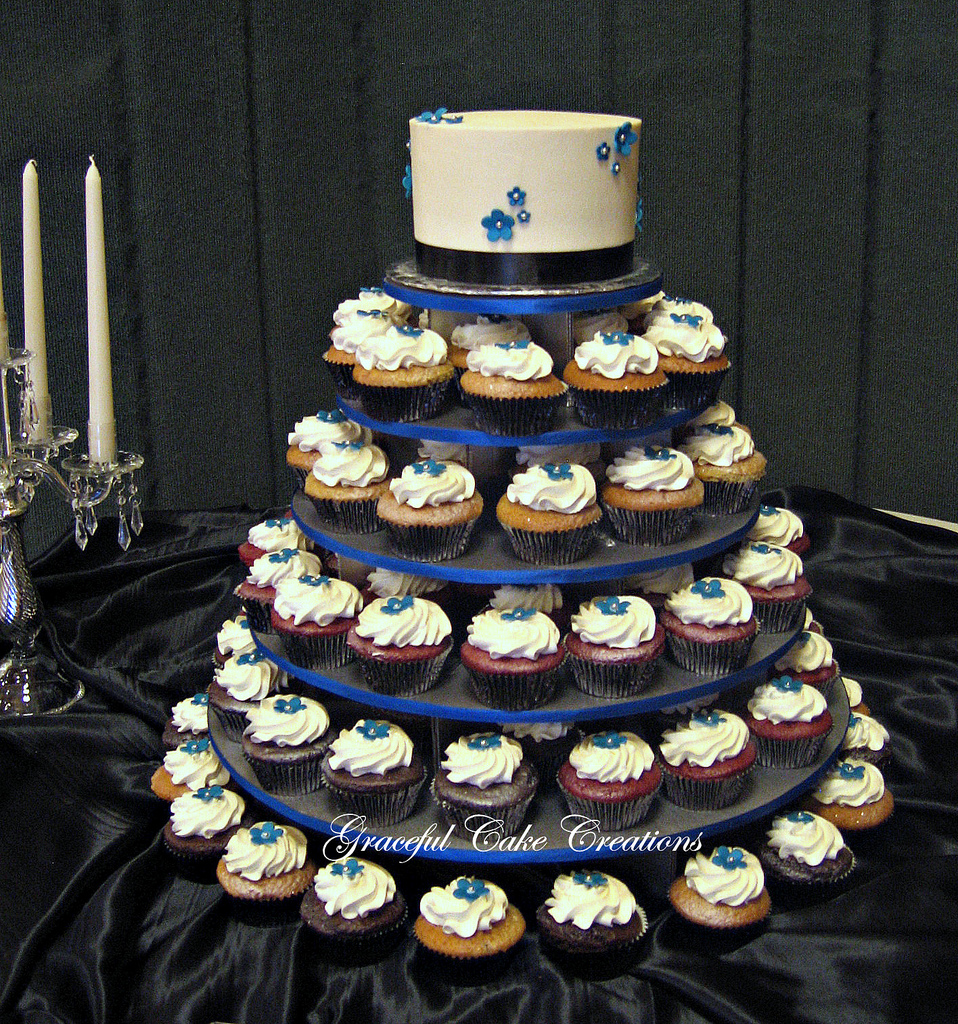 Royal Blue Wedding Cake and Cupcakes Royal Blue Wedding Cake and Cupcakes