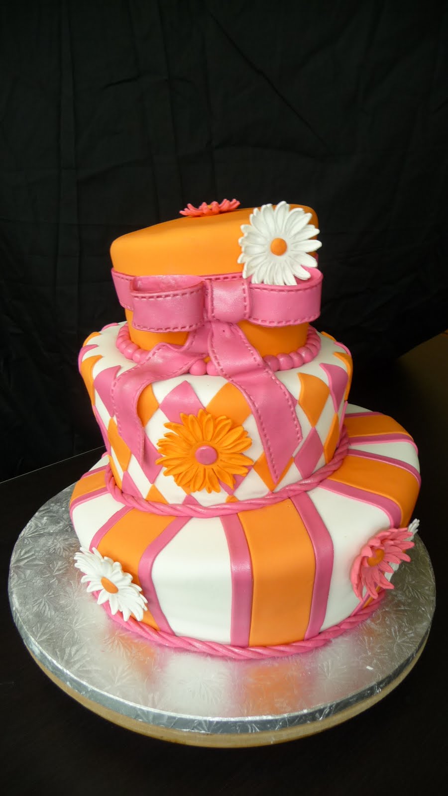 Yellow-Orange and Pink Birthday Cake Yellow-Orange and Pink Birthday Cake