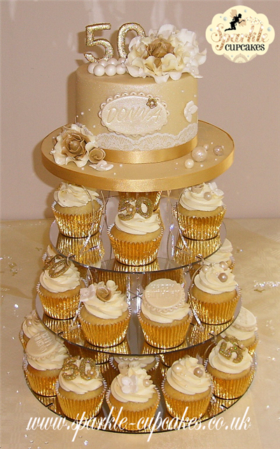 50th Birthday Cake and Cupcakes 50th Birthday Cake and Cupcakes