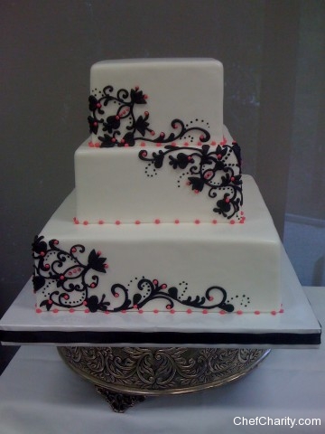 Black and White Scroll Wedding Cake Black and White Scroll Wedding Cake