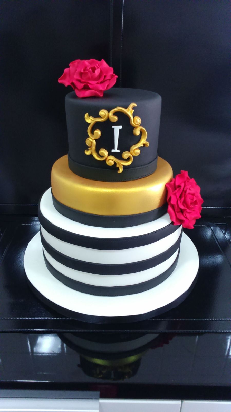 Black White and Gold Birthday Cake Black White and Gold Birthday Cake