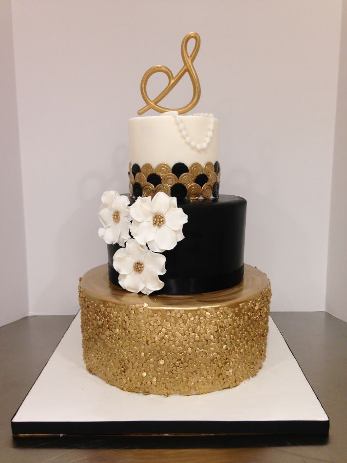 Black White and Gold Birthday Cake Black White and Gold Birthday Cake