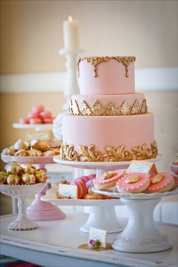 Pink and Gold Cake Table Pink and Gold Cake Table
