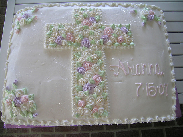 Cross with Rose Sheet Cake Cross with Rose Sheet Cake