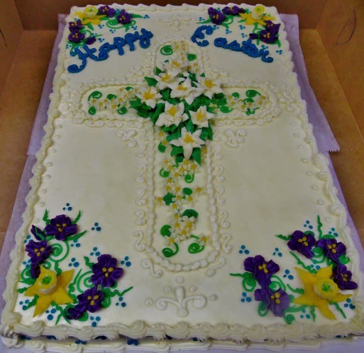 Easter Cross with Flowers and Cake Easter Cross with Flowers and Cake