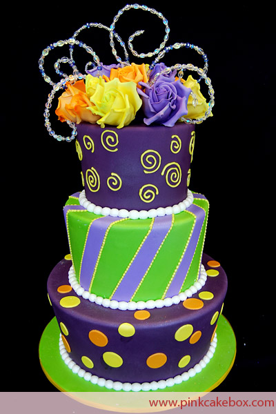 Green Yellow and Purple Birthday Cakes Green Yellow and Purple Birthday Cakes
