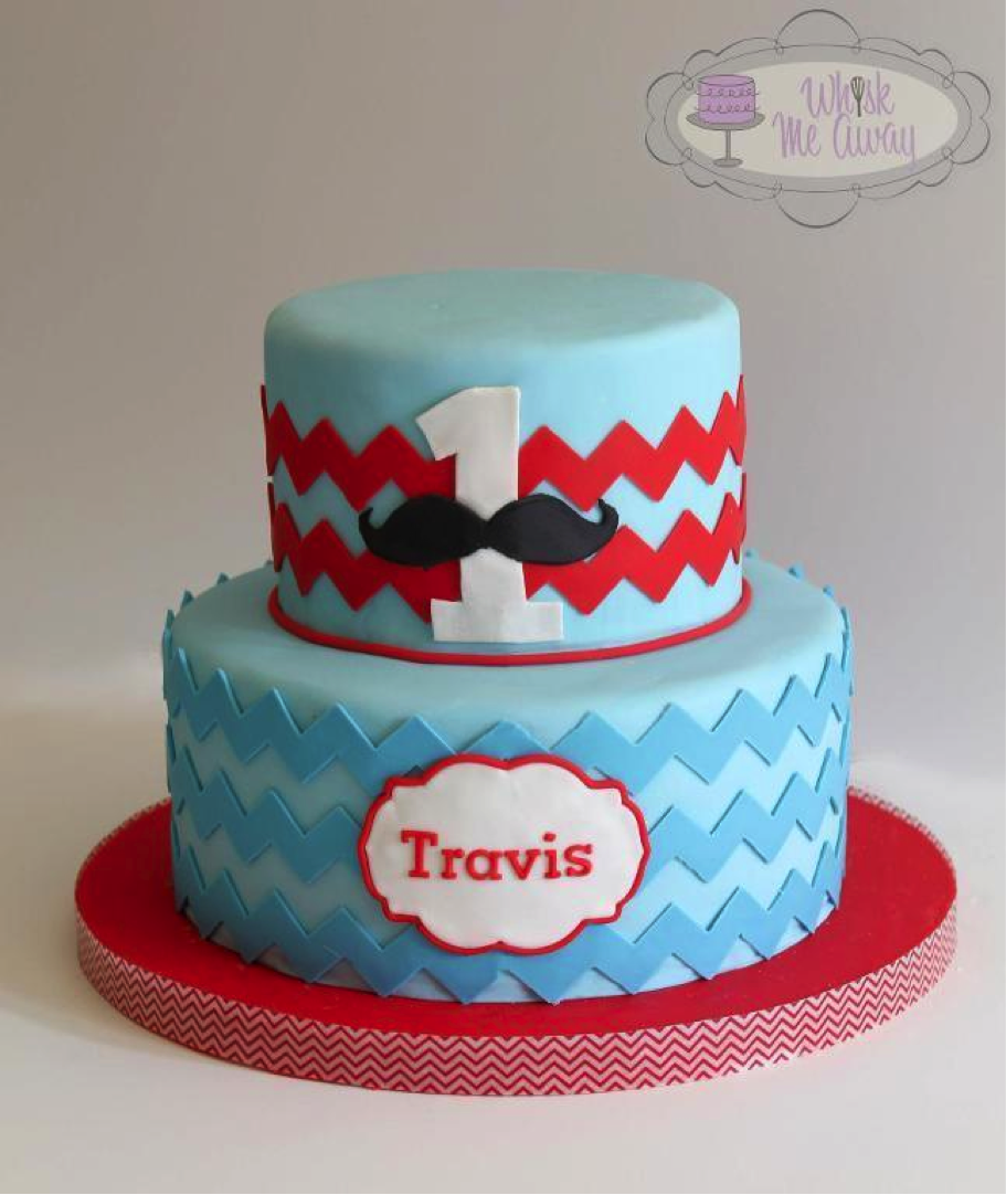 Mustache and Chevron 1st Birthday Cake Mustache and Chevron 1st Birthday Cake