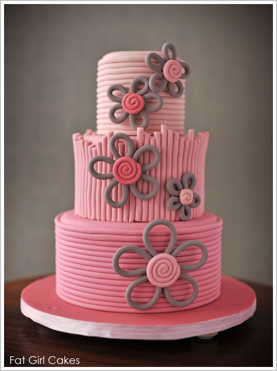 Pink Flower Fondant Cake Pink Flower Fondant Cake