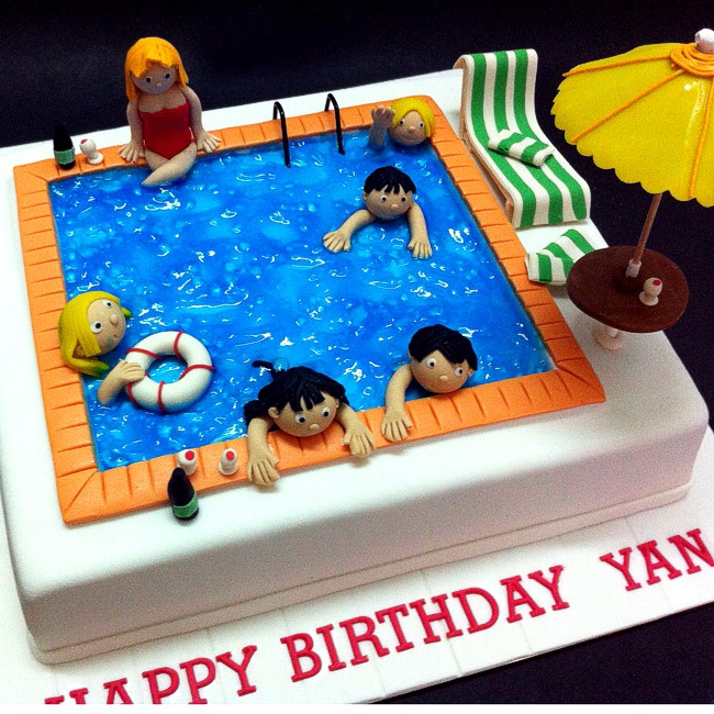 Pool Party Birthday Cake