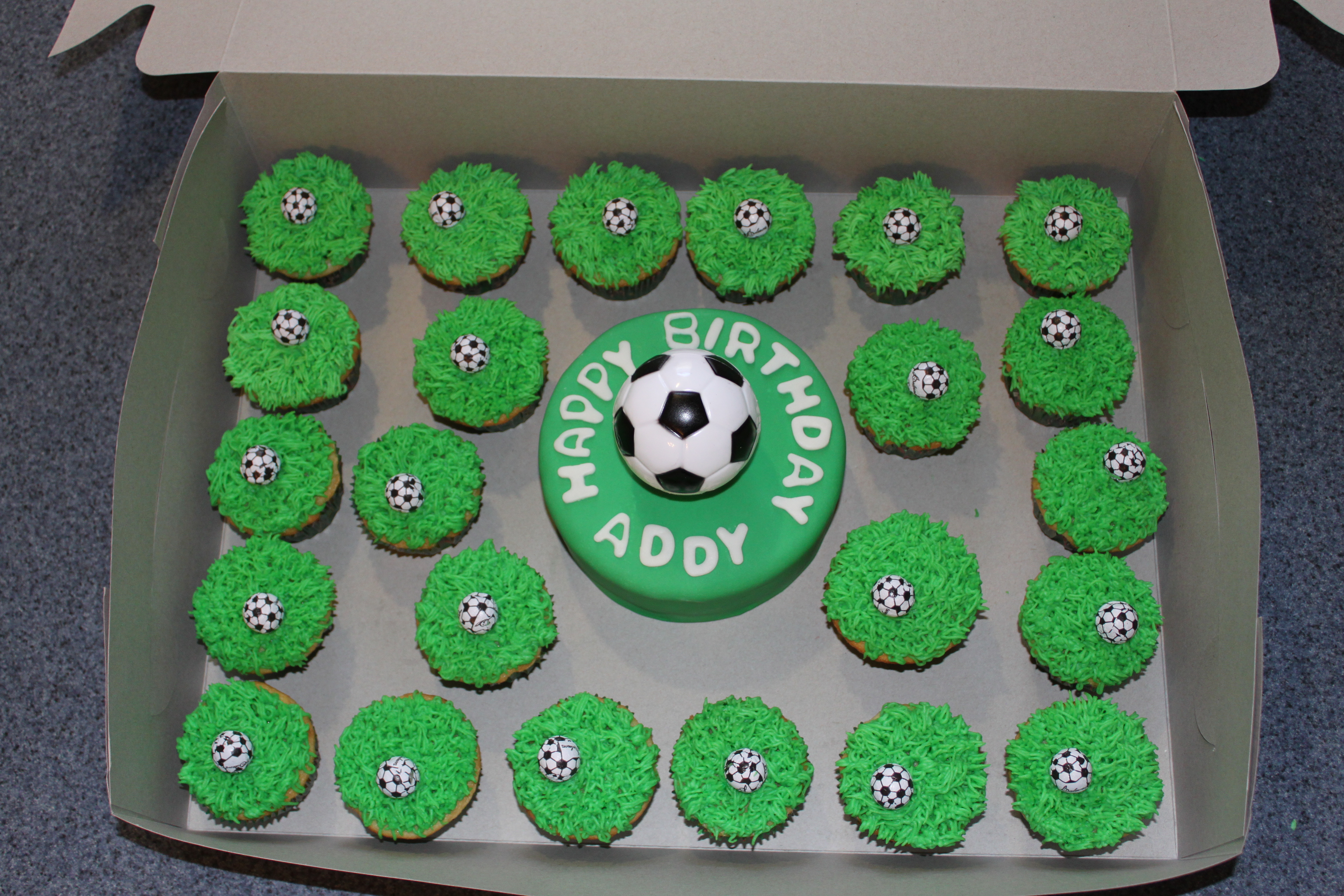 Soccer Cake and Cupcakes Soccer Cake and Cupcakes