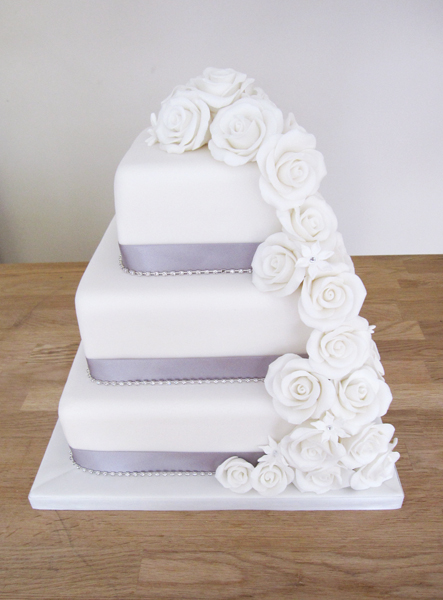 Square Wedding Cakes with Roses Square Wedding Cakes with Roses